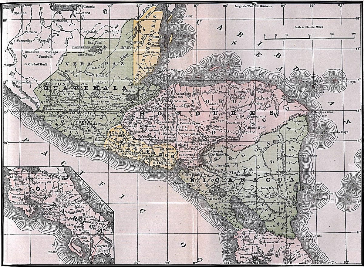 mapa britský Honduras