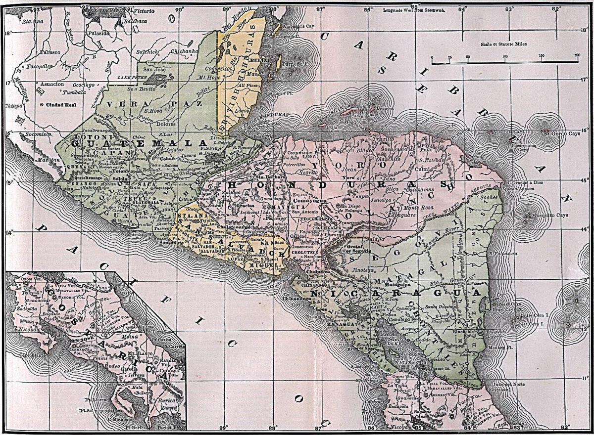 mapa britský Honduras