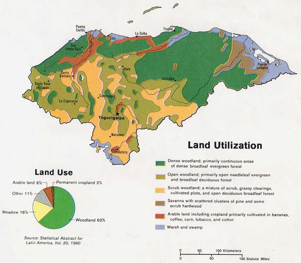 mapa Honduras horách
