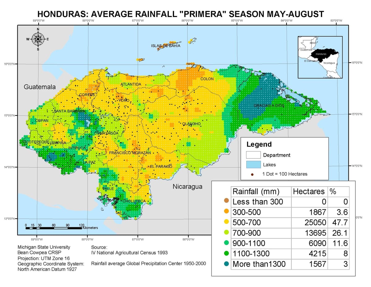 mapa Honduras klímy