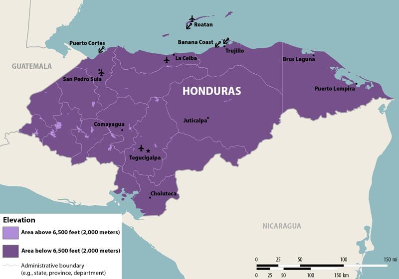 mapa Honduras zika