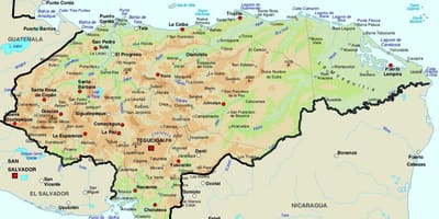 Mapa Hondurasu a okolitých krajín