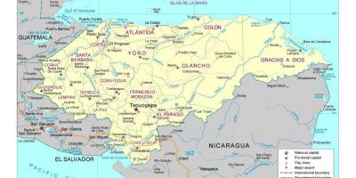 Honduras mapa s mestá