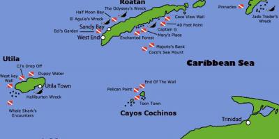 Ostrovy Honduras mapu
