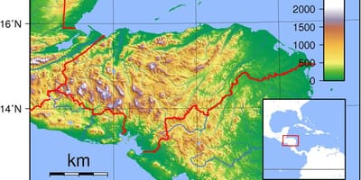 Mapa Honduras topografické