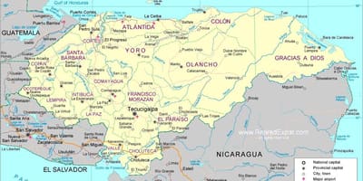 Mapa politická mapa Honduras
